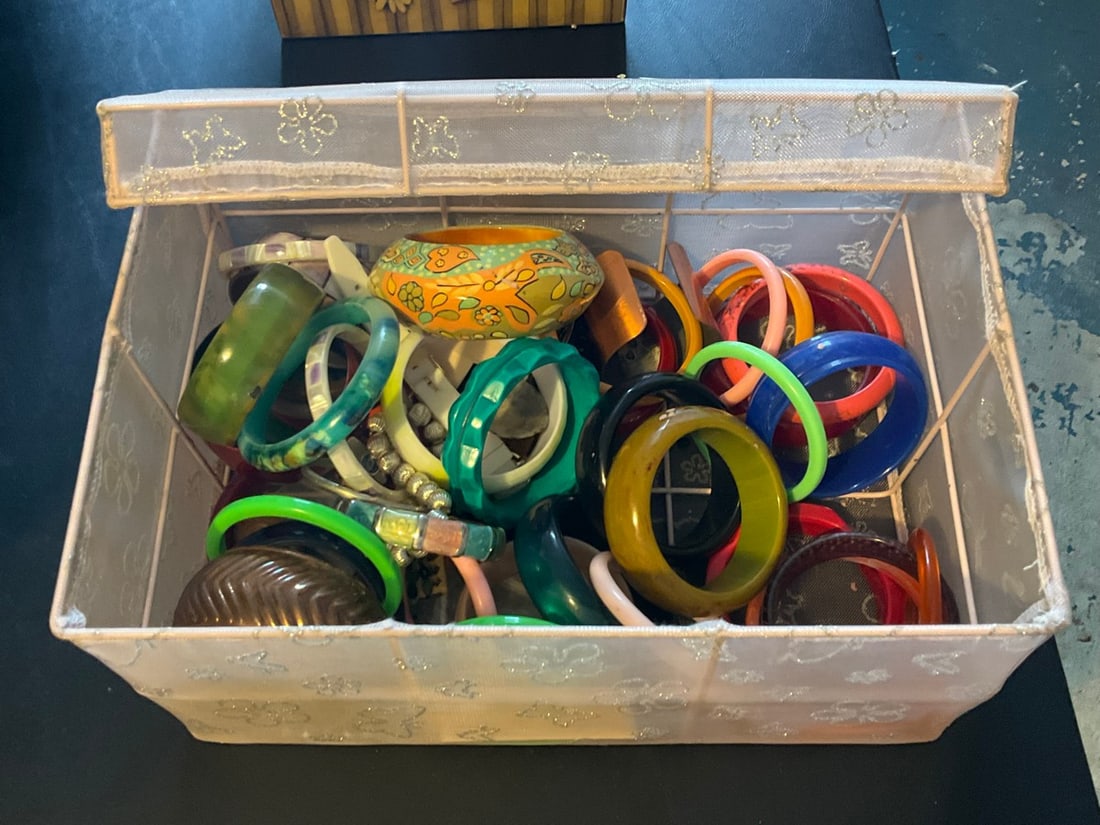 Costume jewelry(bracelets) in butterfly themed organizer bin(12in.x8.5in.x5.5in.) (1 of 1)