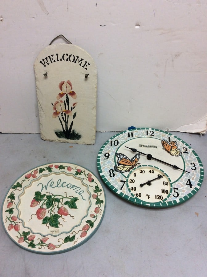 Springfield hanging ceramic clock, Kathy Hatch wall decor, and more(14in.longest) (1 of 1)