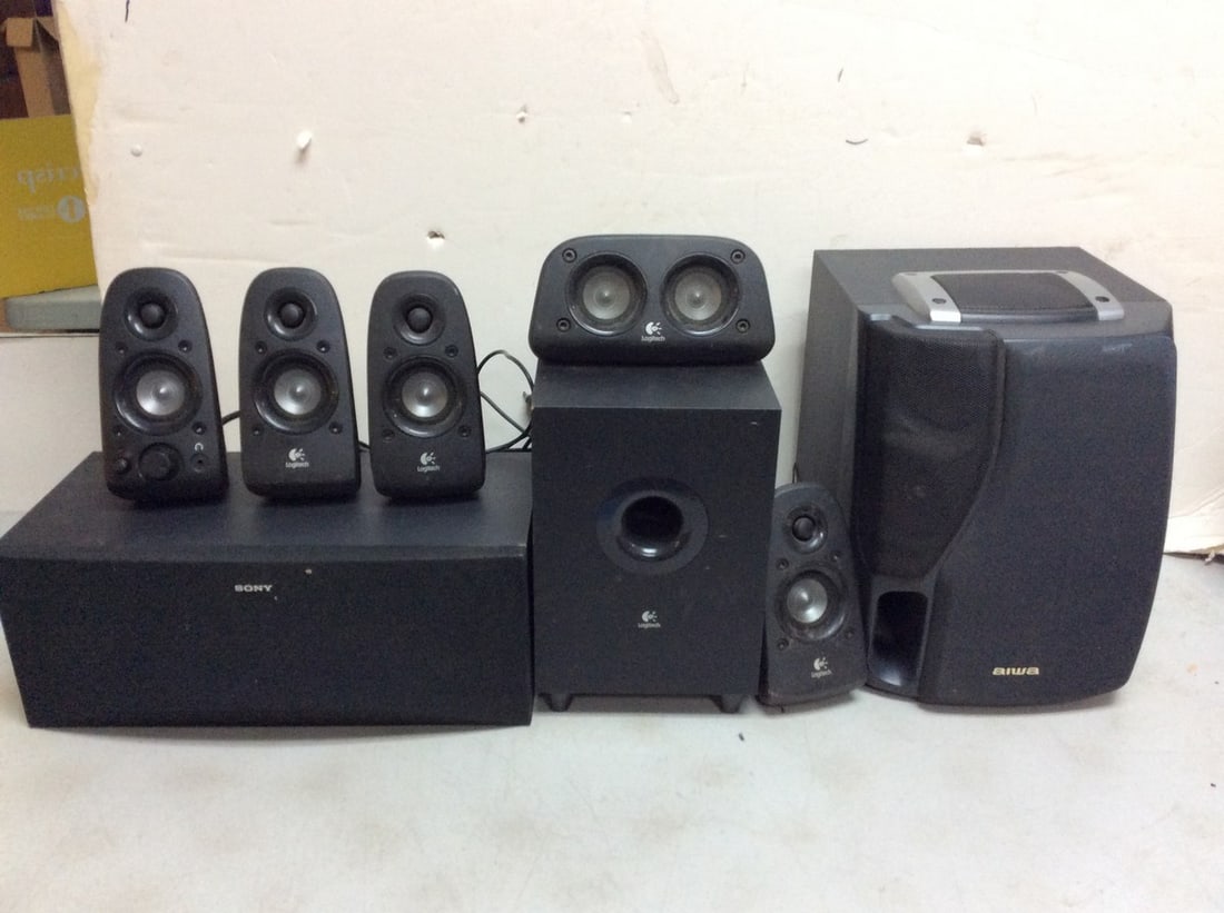 Sony Speaker System (SS-CN290), Logitech Surround Sound Speakers, Aiwa Speaker System (1 of 1)