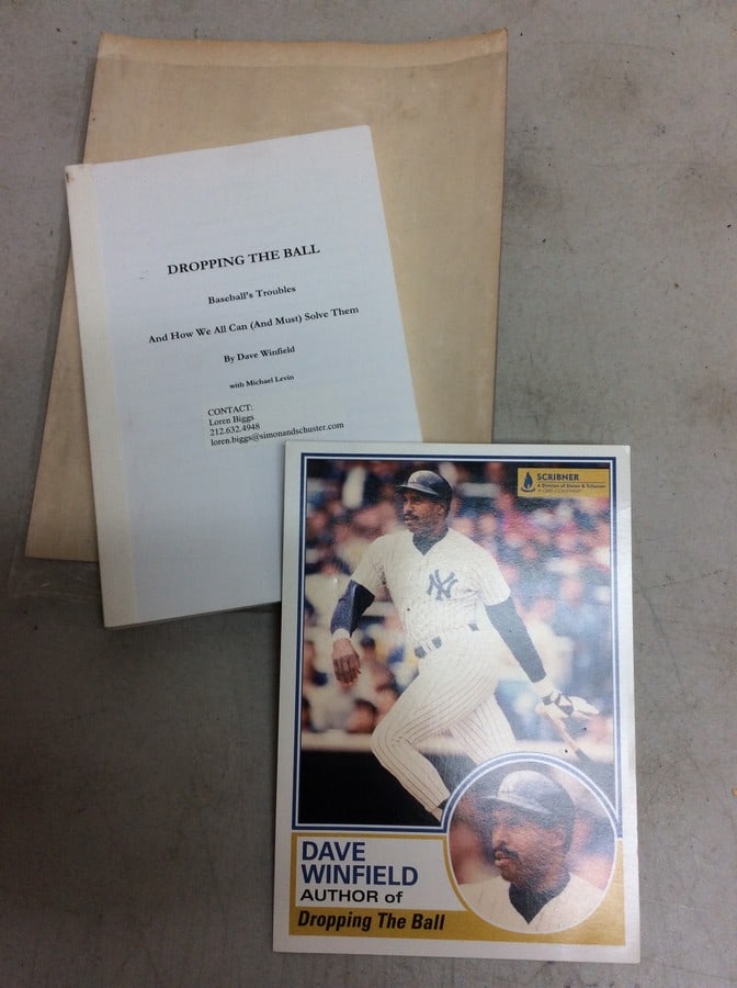 Dropping The Ball Book and Dave Winfield print author card: Dropping The Ball Book and Dave Winfield print author card