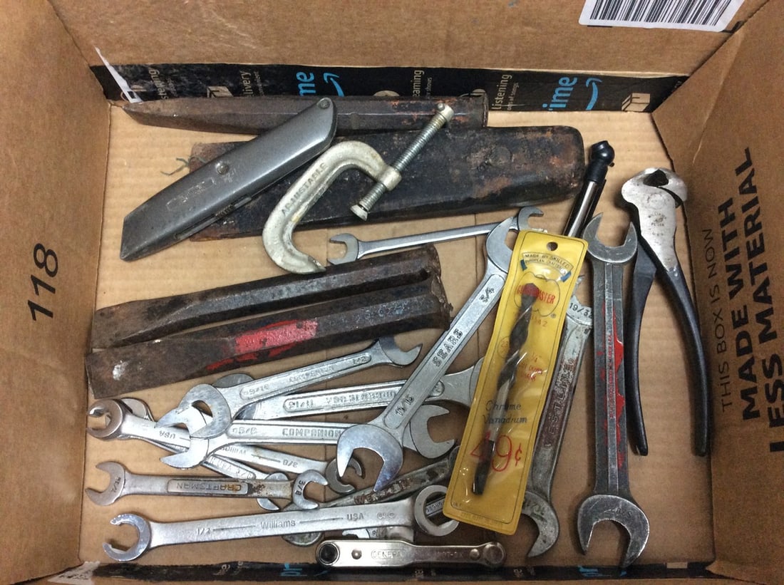 Vintage chisels and wrench: Vintage chisels and wrench
