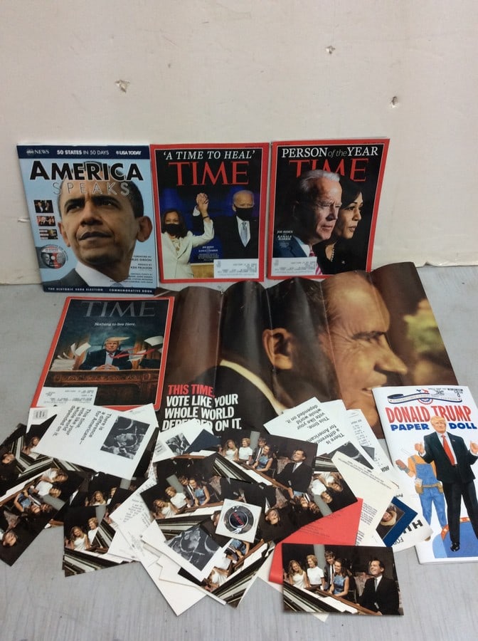 Political magazines(America Speaks, Time,etc.) Donald Trump paper doll book, vintage photographs,: Political magazines(America Speaks, Time,etc.) Donald Trump paper doll book, vintage photographs, and more