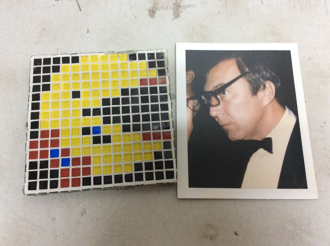 Ms.Pac-man tile(5.75in.x7.25in.) and Jasper Johns photographic print (1 of 1)