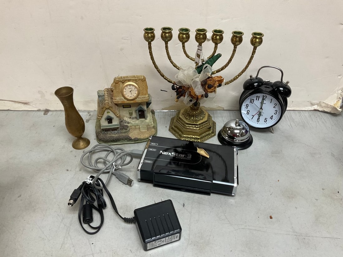 Sharp alarm clock, Nex Star 3 external hard drive enclosure, menorah, and more(tallest 10in.) (1 of 1)