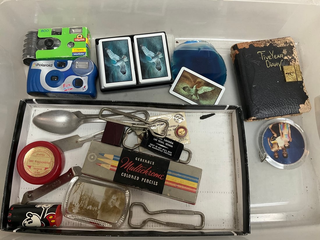 Disposable cameras, vintage utenstils,playing cards, trinkets, and more: Disposable cameras, vintage utenstils,playing cards, trinkets, and more