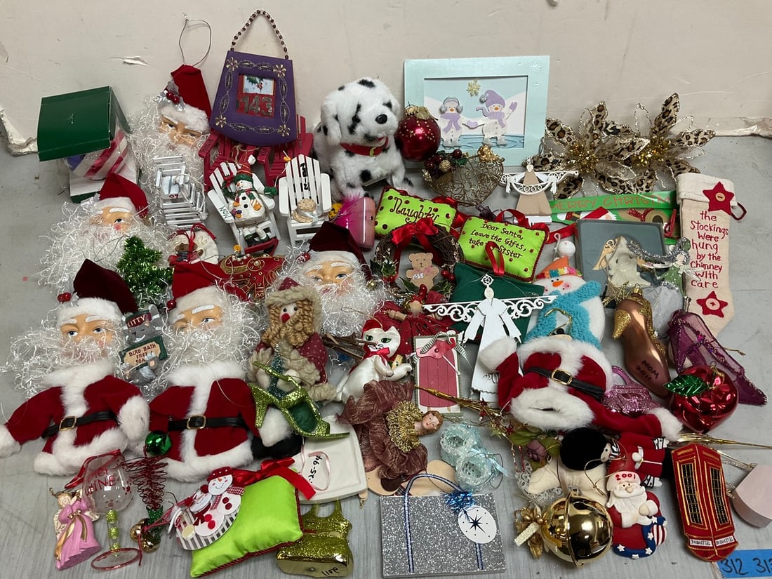 Christmas ornaments, plush dog, and more: Christmas ornaments, plush dog, and more