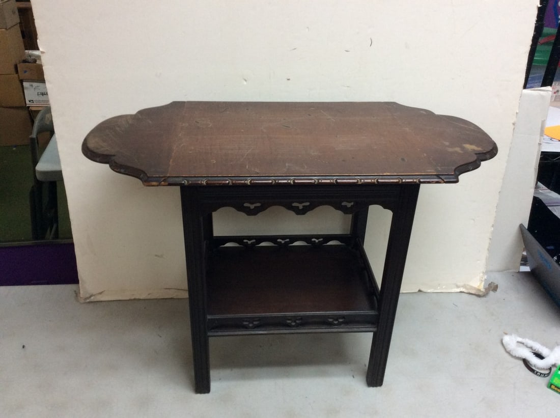 Antique Fret-Work Wooden Foldable Table (22.75inx32.5inx16.5in) (1 of 1)