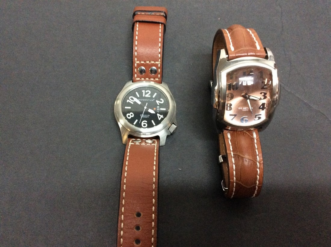 Momeutum Steekix 200m/660 ft W/R missing clasp, Invicta Lupah Bronze Dial #2509 missing crown: Momeutum Steekix 200m/660 ft W/R missing clasp, Invicta Lupah Bronze Dial #2509 missing crown