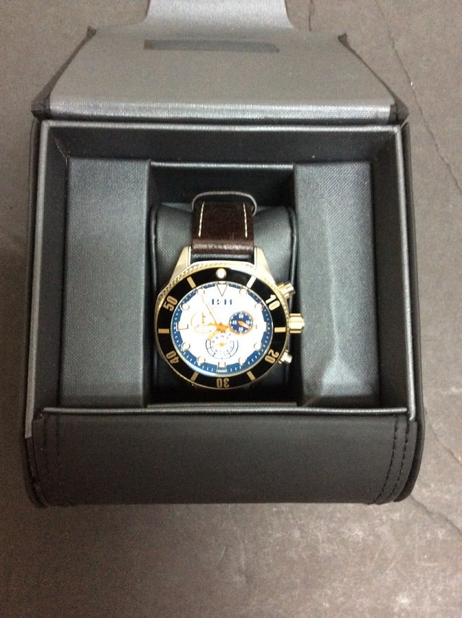 B&H- Brant & Hoppman #14060, W/R 5ATM Chronograph leather strap (1 of 2)