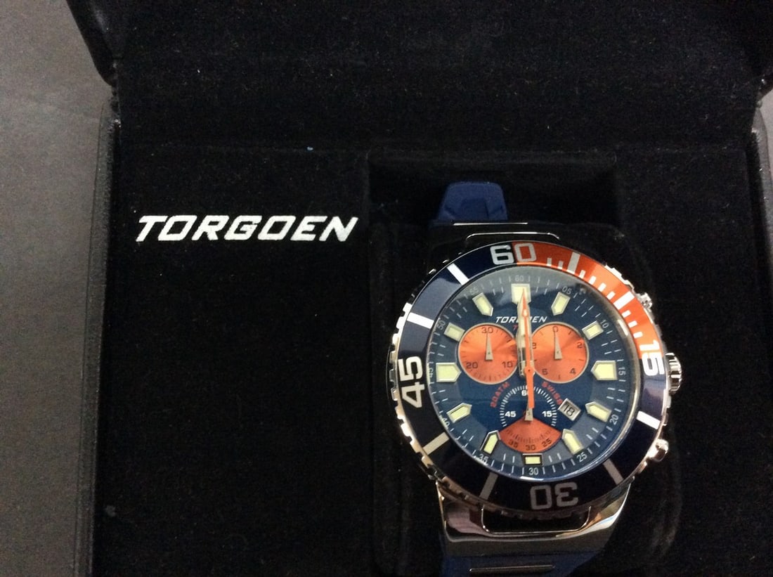Torgen Swiss Mens T24303 Blue 20ATM Chonograph Pilot watch Blue Silicon band: Torgen Swiss Mens T24303 Blue 20ATM Chonograph Pilot watch Blue Silicon band