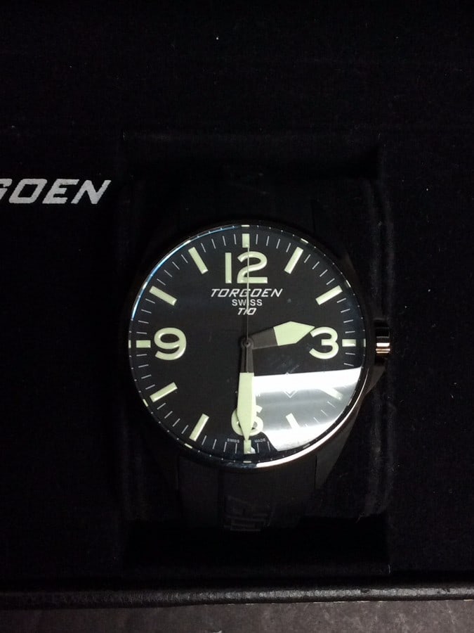 Torgoen Swiss Tio Pilot Watch 10 ATM iridescent, Black silicone stuad with box (1 of 4)