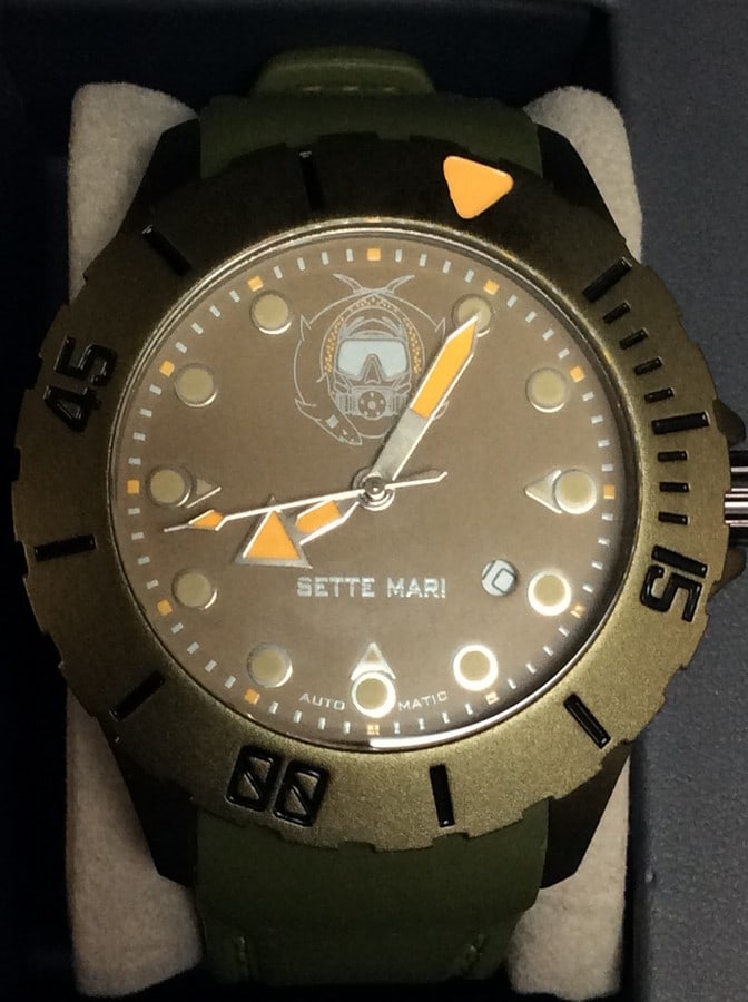 Trifoglio Setti Mari auto movement by Alessandro Baldieri limited edition 03/300 watch with green: Trifoglio Setti Mari automatic movement by Alessandro Baldieri limited edition 03/300 watch with green silicone band