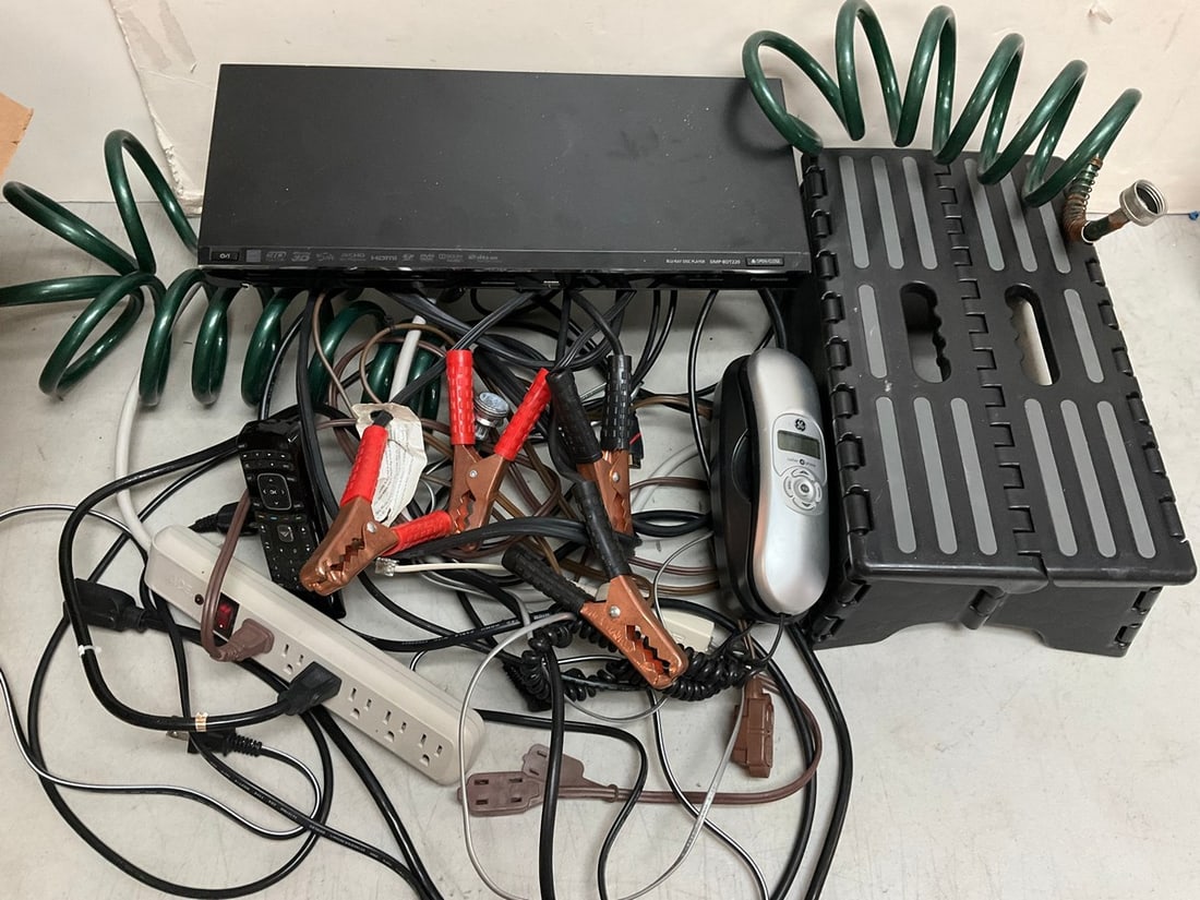 Folding Stool(5inx15inx5.75in), Jumper Cables, Hose Extension, Blue Ray Disc Player and more (1 of 1)