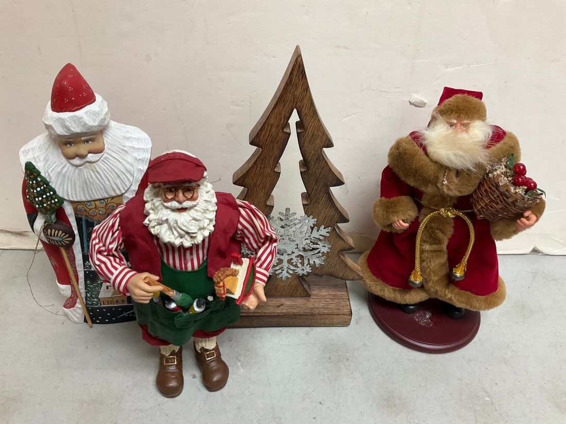 Santa statues and Christmas tree statue(12.25in.tall) (1 of 1)