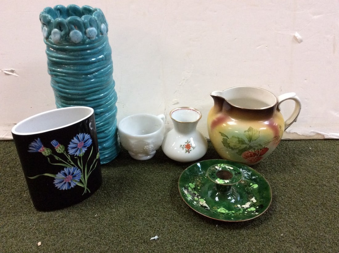 Ceramic Pitcher, Vase, Candle Holder and more(J&F Mayer, Tiffany & Co, RAMA Enamels, etc) Tallest - (1 of 1)
