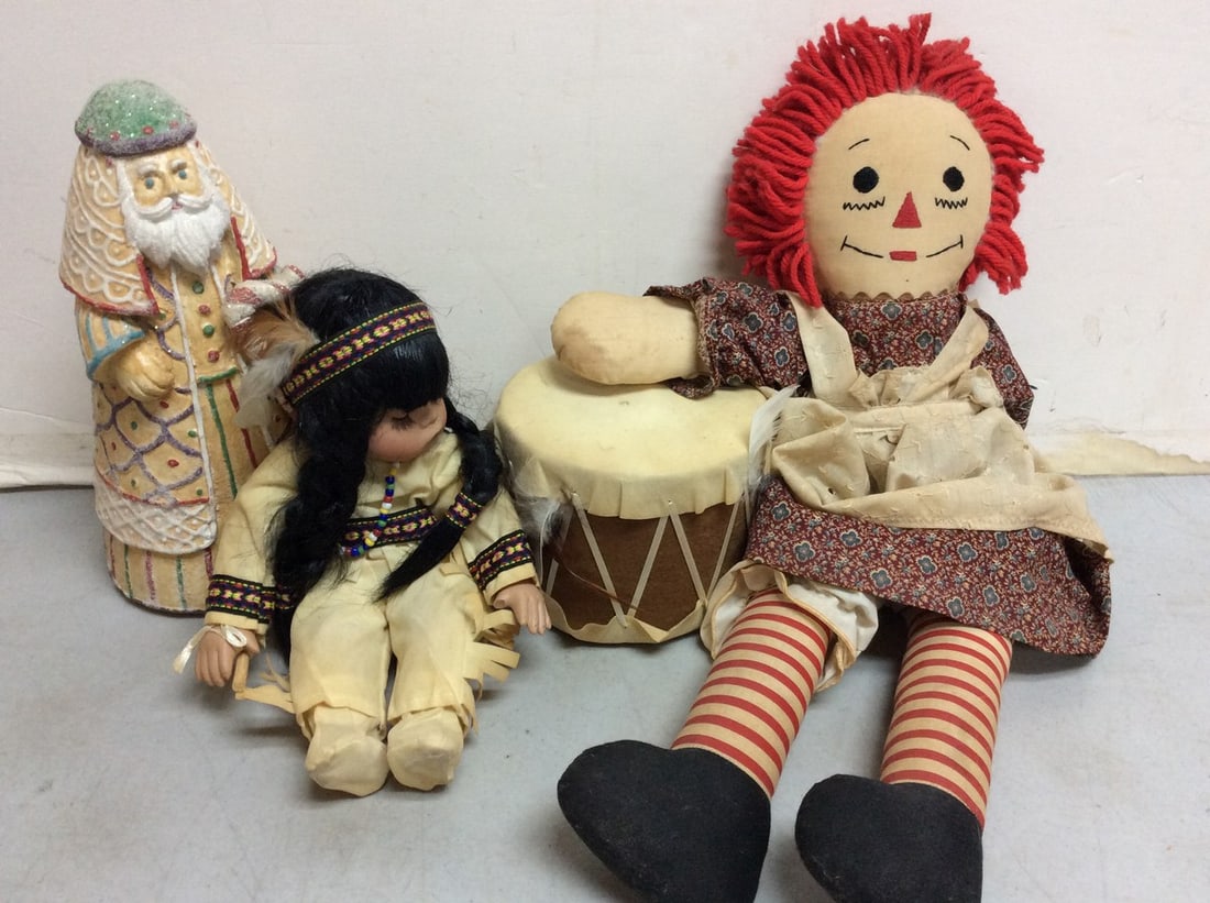 Handmade Drum, Raggedy Ann Doll, Christmas Statue(10in) and more: Handmade Drum, Raggedy Ann Doll, Christmas Statue(10in) and more