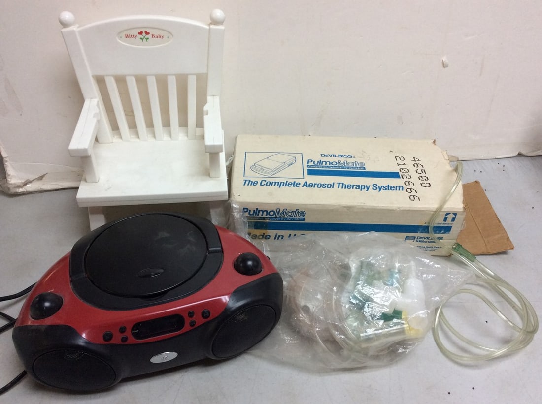 Bitty Baby chair, PulmoMate therapy system, and GPX CD/radio boombox (1 of 1)