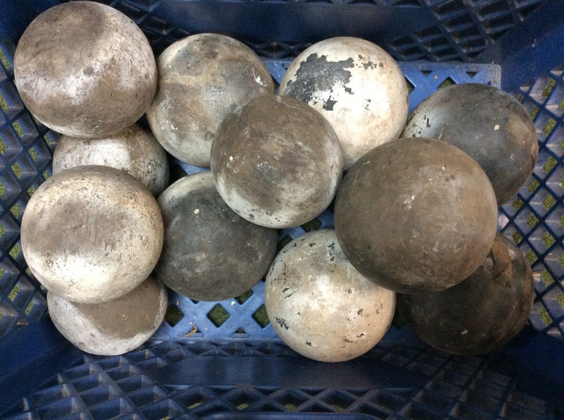 Antique bocce balls(12 balls, 5 are wood) (1 of 1)