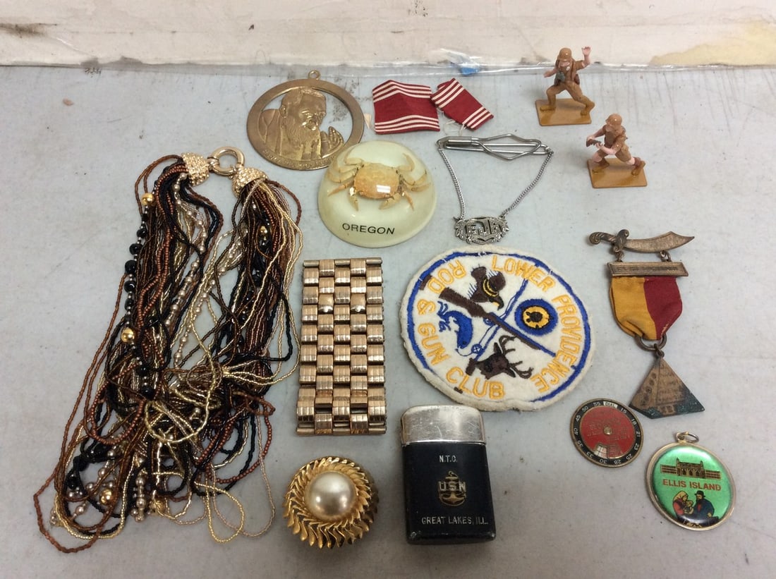 Costume jewelry, pins, Oregon paperweight, and more: Costume jewelry, pins, Oregon paperweight, and more