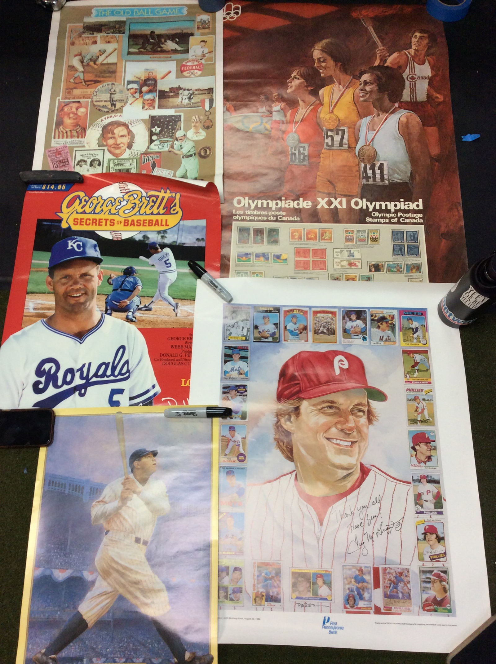 George Brett's Secrets of Baseball poster, Busch 1987 Phillies Baseball Schedule, and more(largest: George Brett's Secrets of Baseball poster, Busch 1987 Phillies Baseball Schedule, and more(largest 24in.x36in.)