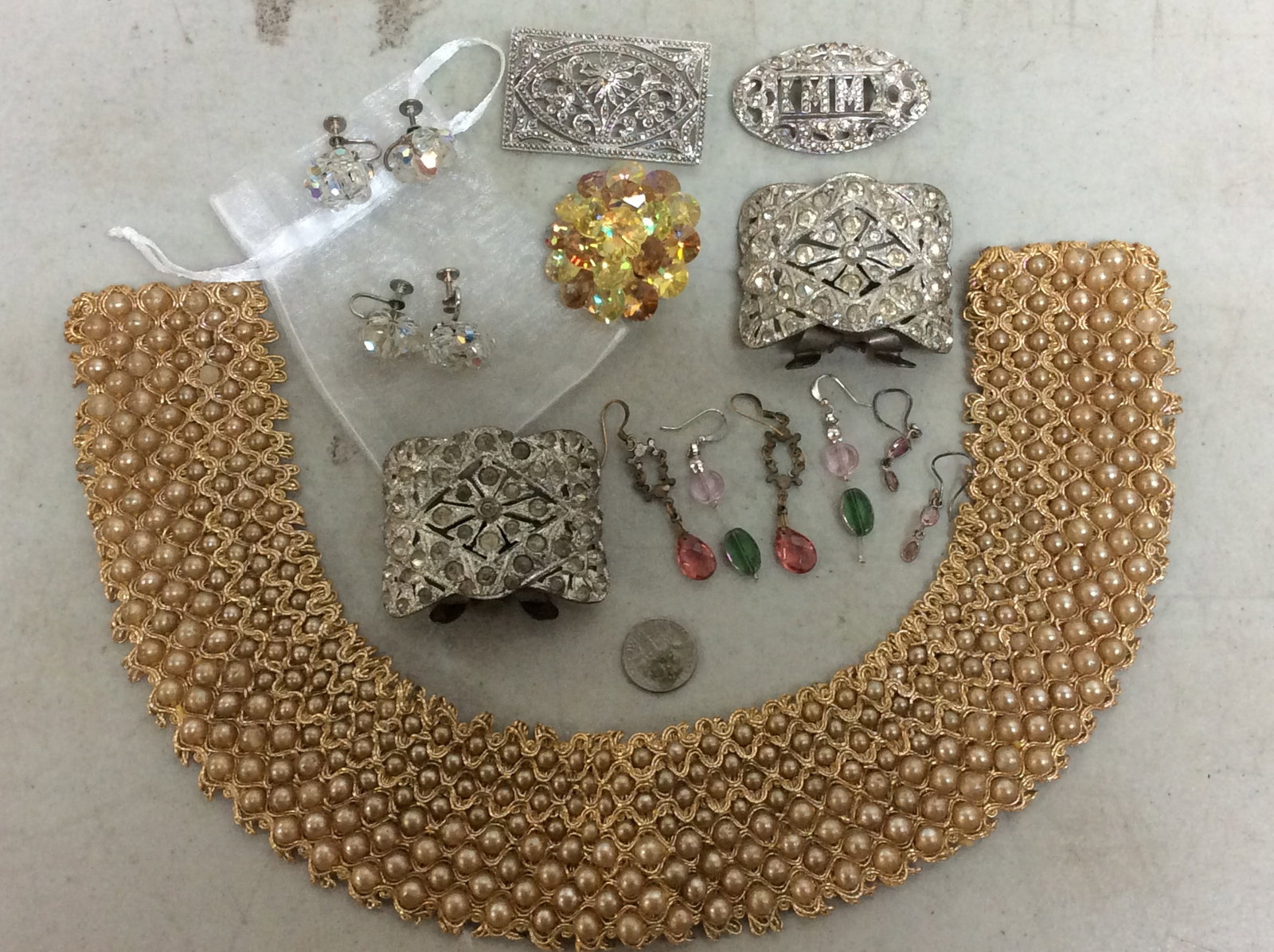 Vintage shoe buckles and costume jewelry: Vintage shoe buckles and costume jewelry