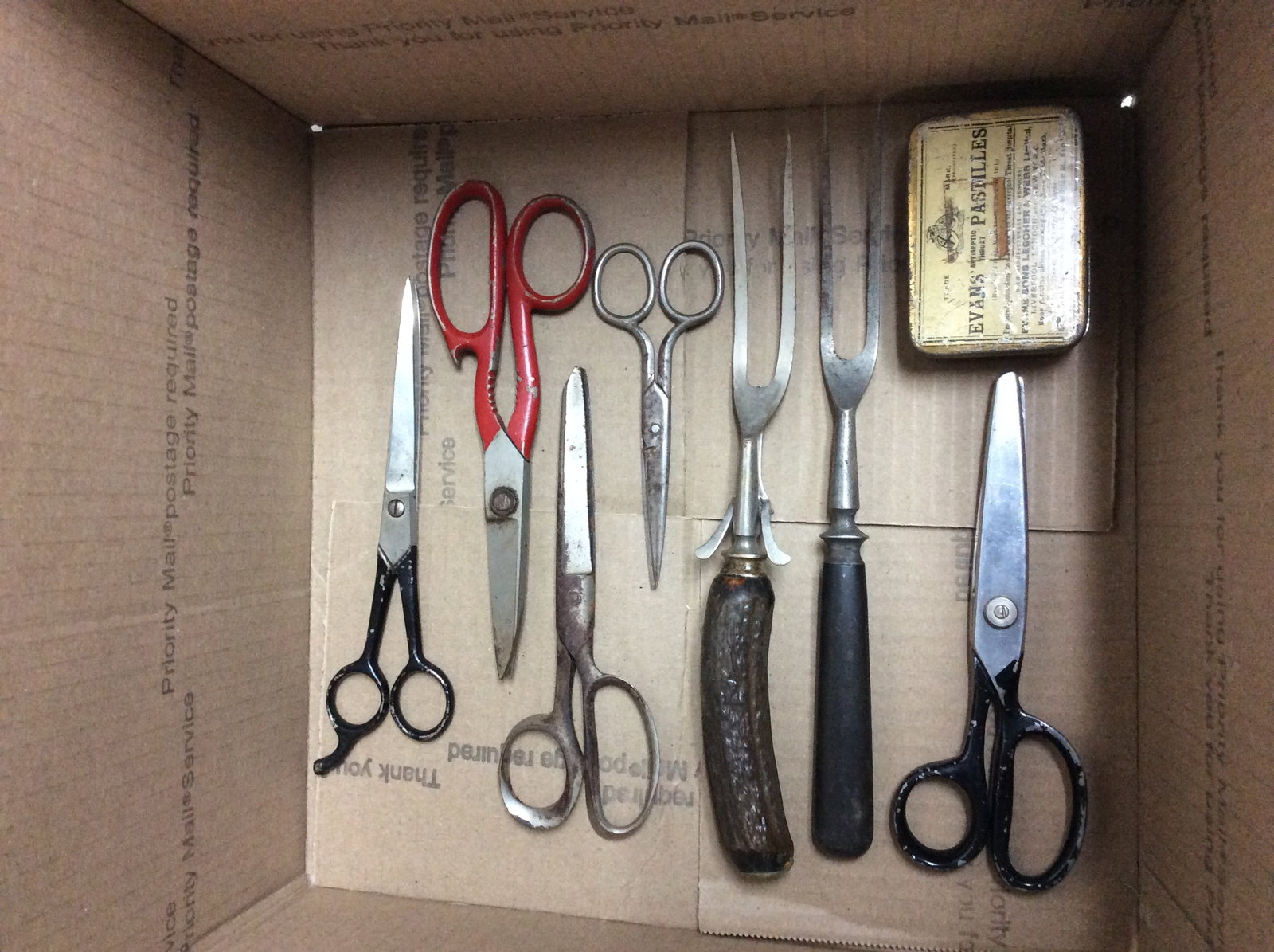 Vintage scissors, tin container, and more: Vintage scissors, tin container, and more