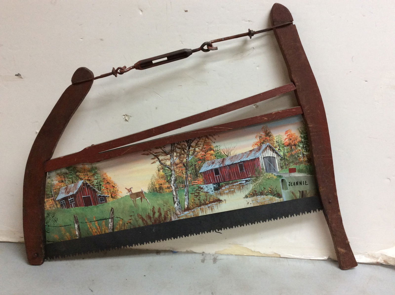Hand painted saw with canvas art(27in.x35.5in.x1in.) (1 of 1)