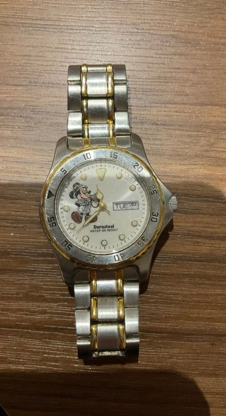 Rare Disney Time Works X Durasteel Safari Mickey Mouse Two-Tone Stainless Watch (1 of 1)