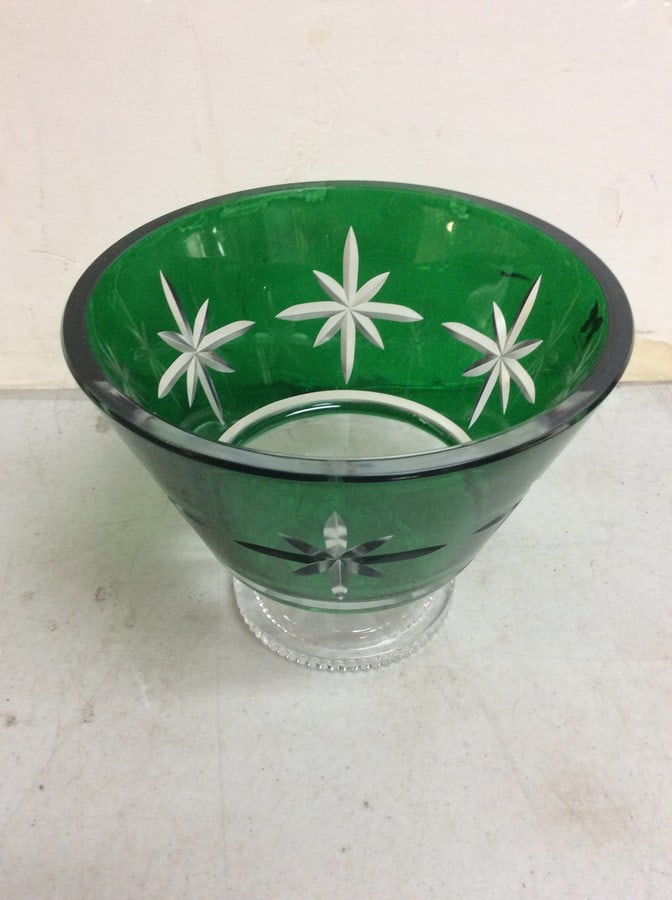 Vintage Waterford Marquis Pedestal Compote Bowl (Green Cut to Clear Crystal, Mint Cond, w/ Sticker) (1 of 1)