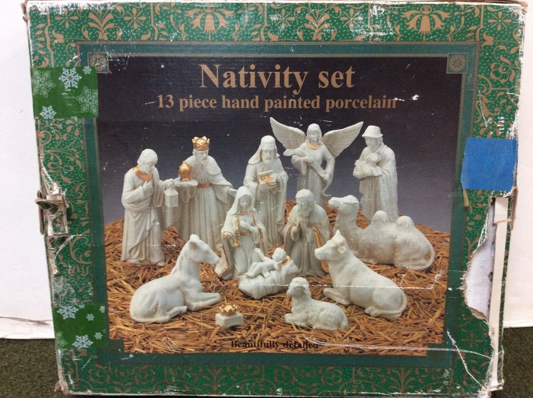 13 piece Hand Painted Porcelain Nativity Set (1 of 1)