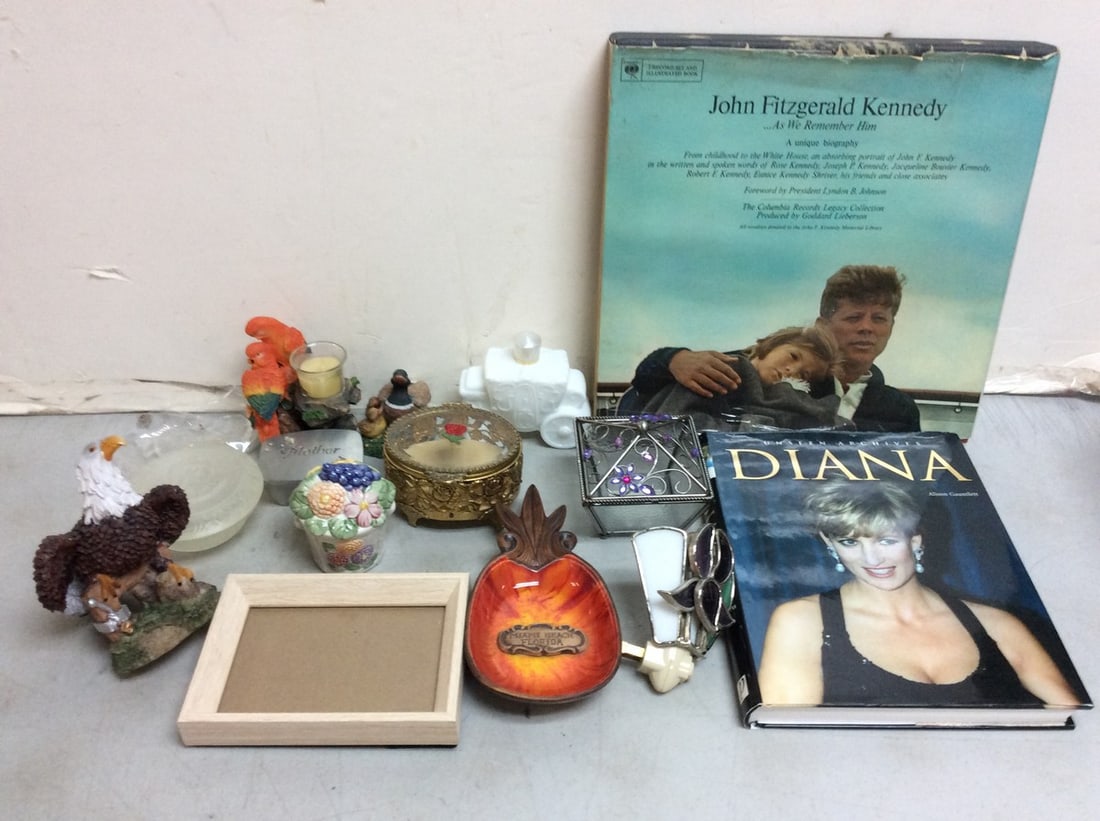 MCM Treasure Craft Ash Tray, Trinkets, Decorative Organizers, JFK Book and Record Set, and more (1 of 1)