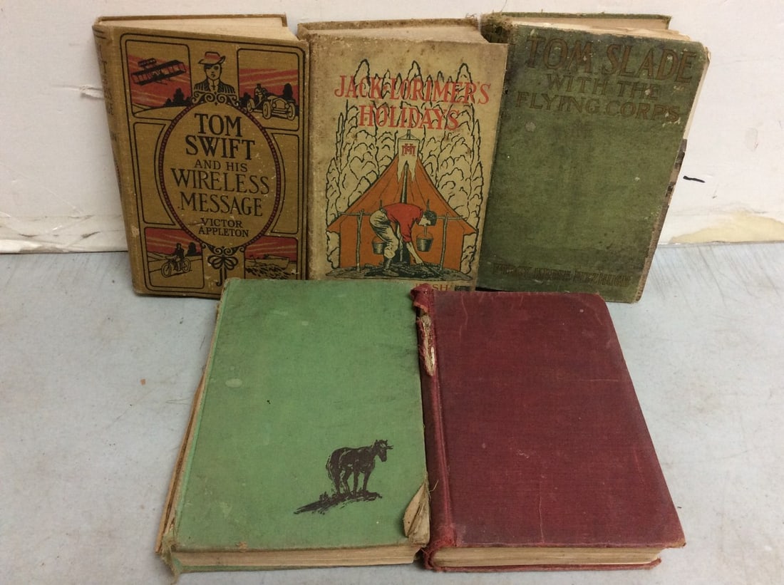 Various Vintage Books (Tom Swift and his Wireless Message, Jack Lorimers Holidays, and more) (1 of 1)