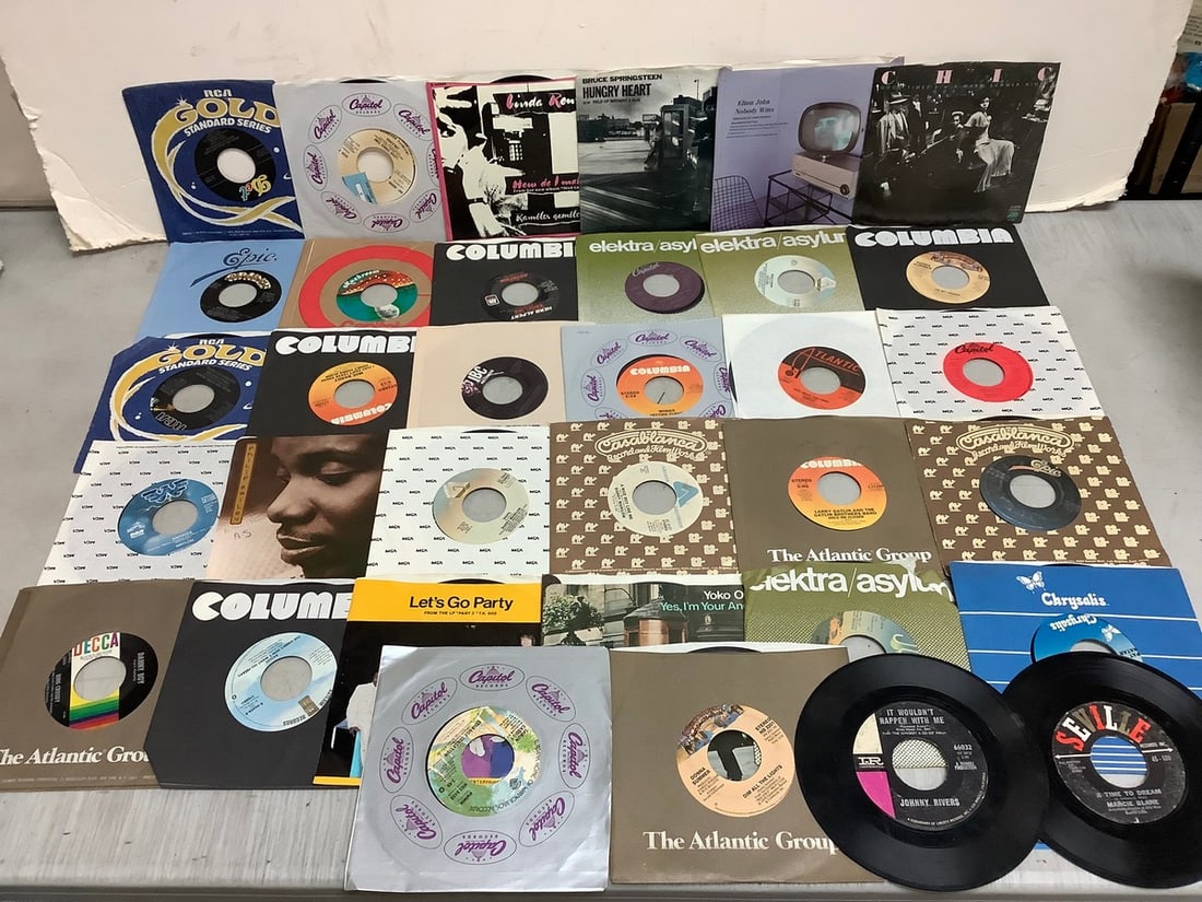 Vintage 45's(Elton John, Bruce Springsteen, Chic, and more-about 30 total): Vintage 45's(Elton John, Bruce Springsteen, Chic, and more-about 30 total)