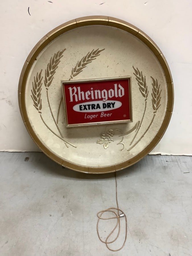 Rheingold beer wall hanging sign(light up)-(16.5in.across)50's (1 of 1)