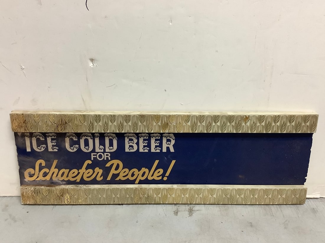 1950's Ice Cold beer for Schaefer People wall hanging sign(8in.x24in.x1in.) (1 of 1)