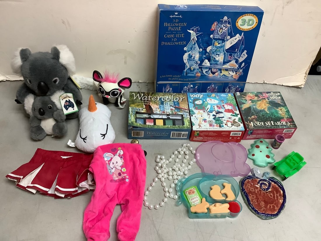 Various Dolls, Puzzle(Winter Themed, Forest Fairies), Watercolor Paint Calendar, and more (1 of 1)