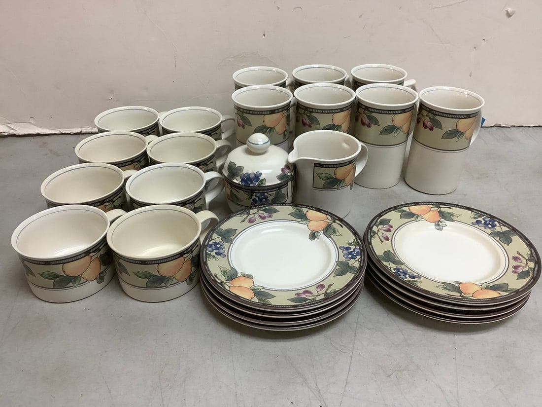 Mikasa Intaglio Mugs, Pitcher, Plates, and more (Tallest - 5in): Mikasa Intaglio Mugs, Pitcher, Plates, and more (Tallest - 5in)