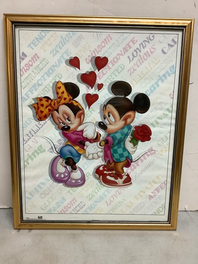 Framed Walt Disney Mickey and Minnie Print (21.5inx17.75in): Framed Walt Disney Mickey and Minnie Print (21.5inx17.75in)