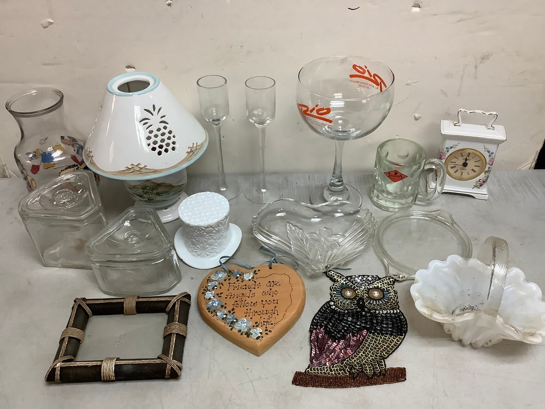 Mikasa basket, Forron decorative clock, lamp, and more(tallest 10in.) (1 of 1)