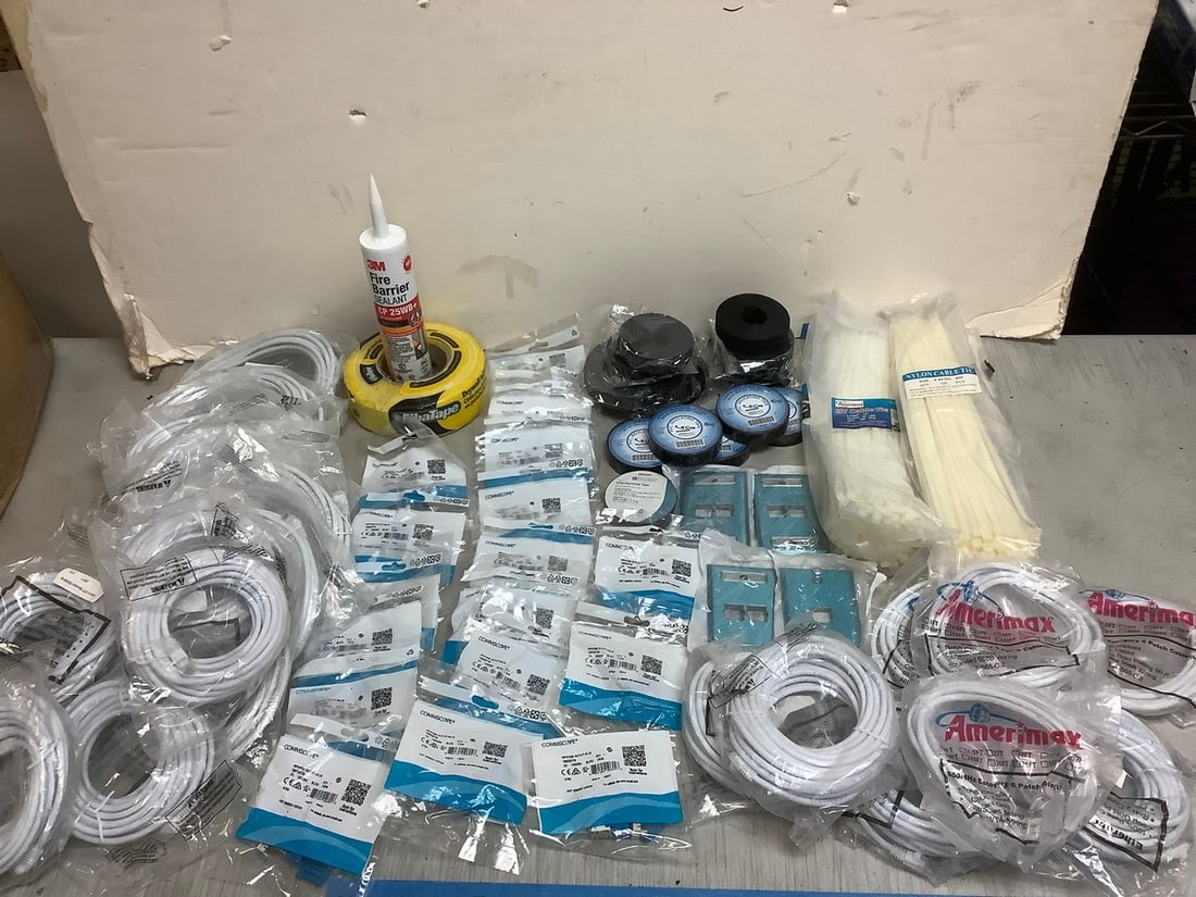 Various cables, cable ties, Ethernet patch cables, PVC insulating tape, and more (1 of 1)