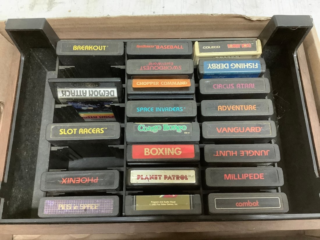 Vintage Atari games in organizer(Slot Racers, Planet Patrol, Vanguard, and more) (1 of 1)