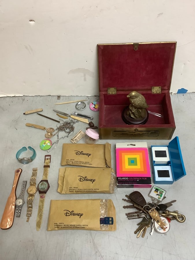 Disney watches(Goofy, Donald Duck, Mickey Mouse), polaroid colorpak film, vintage (1 of 1)
