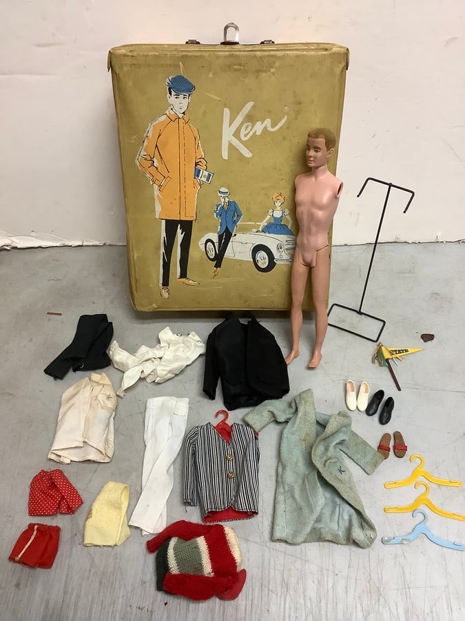 Vintage Ken doll case(13in.x10.75in.x) with clothing accesories and armless doll (1 of 1)