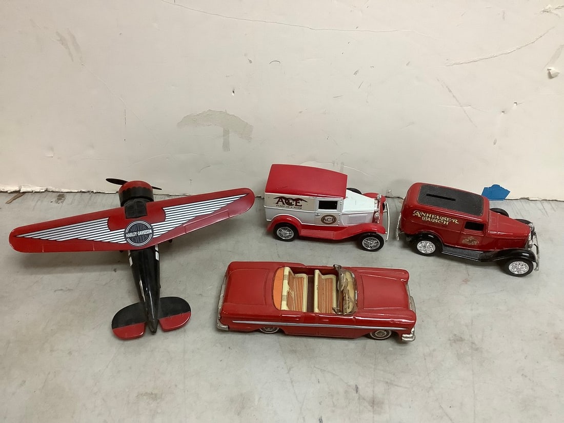 Vintage car model, airplane model, 1932 Ford Delivery van bank, and more(ERTL, Harley Davidson, and (1 of 1)