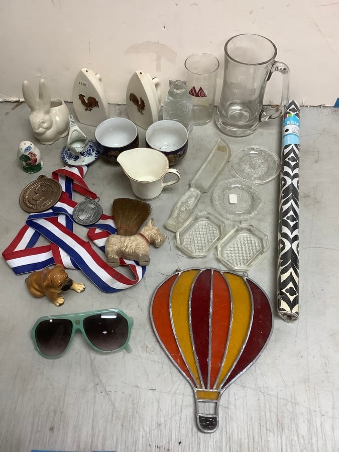 Staffordshire ceramic pitcher, Harley Davidson glass mug(6.25in.tall), and more (1 of 1)