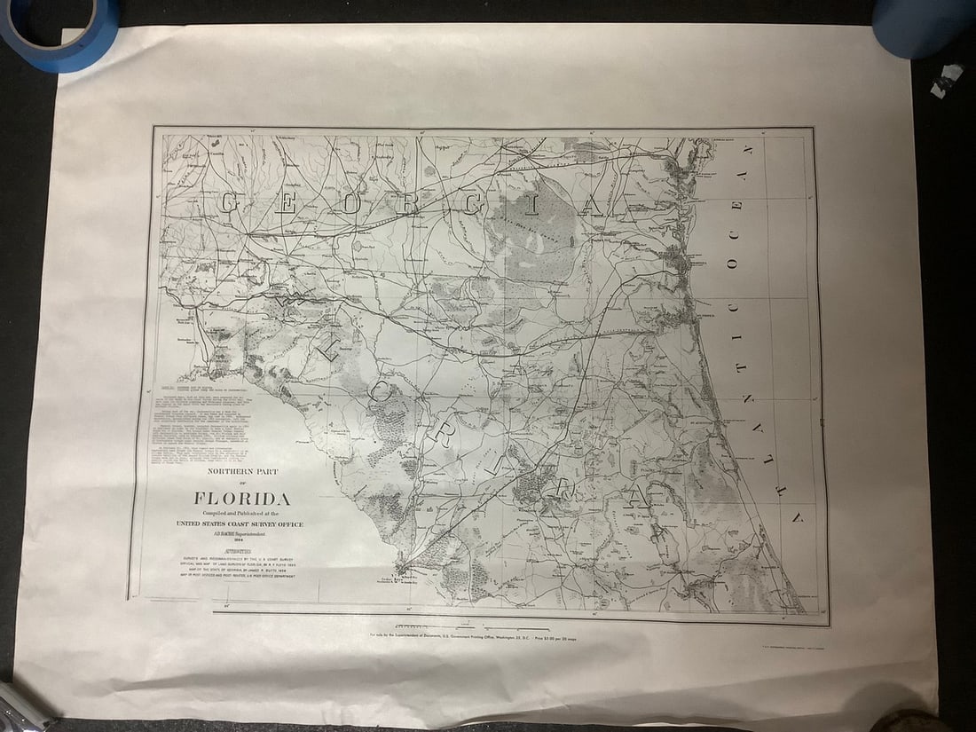 Vintage Northern part of Florida map(24in.x30in.): Vintage Northern part of Florida map(24in.x30in.)