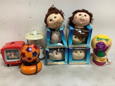 The Original Doll Baby Heads, Barney light, Disco Ball Light and more(8.5in.tall)