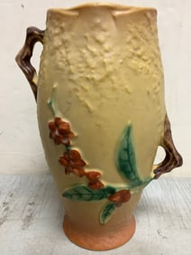 Vintage Rosevill Bittersweet 1951 MCM Pottery Ceramic Vase (8.75in Tall)