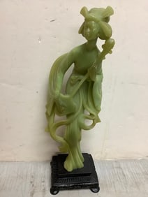 Carved Green Resin Catala Statue (17.5in Tall)