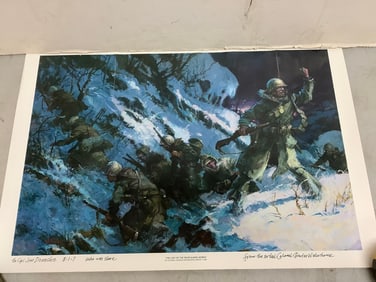 The Last of the Rear Guard, Korea art print signed Colonel Charles Waterhouse(16.5in.x24in.)
